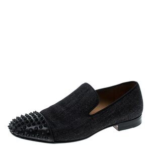 Christian Louboutin Spooky Flat Black Spikes Slip-ons Loafers Size 41